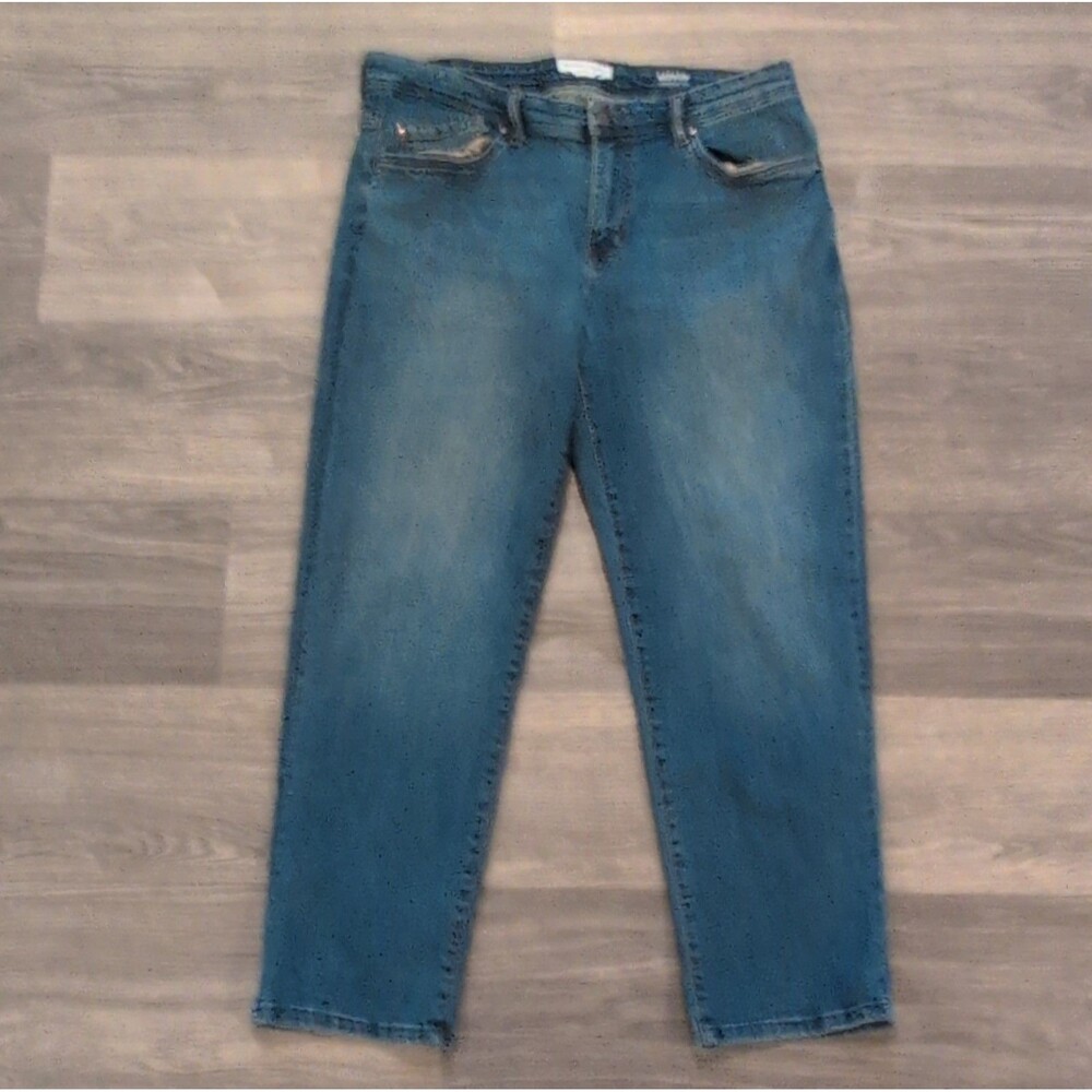English Laundry Men's Straight Fit Blue Denim Jeans Stretch Logo Button Pockets